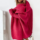 gilet long femme oversize à capuche en rouge