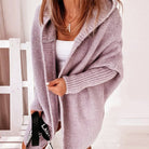 gilet long femme oversize à capuche en violet