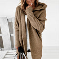 gilet long femme oversize à capuche en kaki
