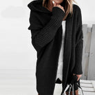 gilet long femme oversize à capuche en noir