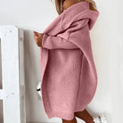 gilet long femme oversize à capuche en rose
