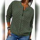 gilet zippé femme col rond maille ajourée 