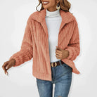 gilet zippé femme coupe longue col rabattu en rose