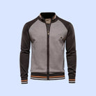 gilet zippé homme col montant bicolore en marron