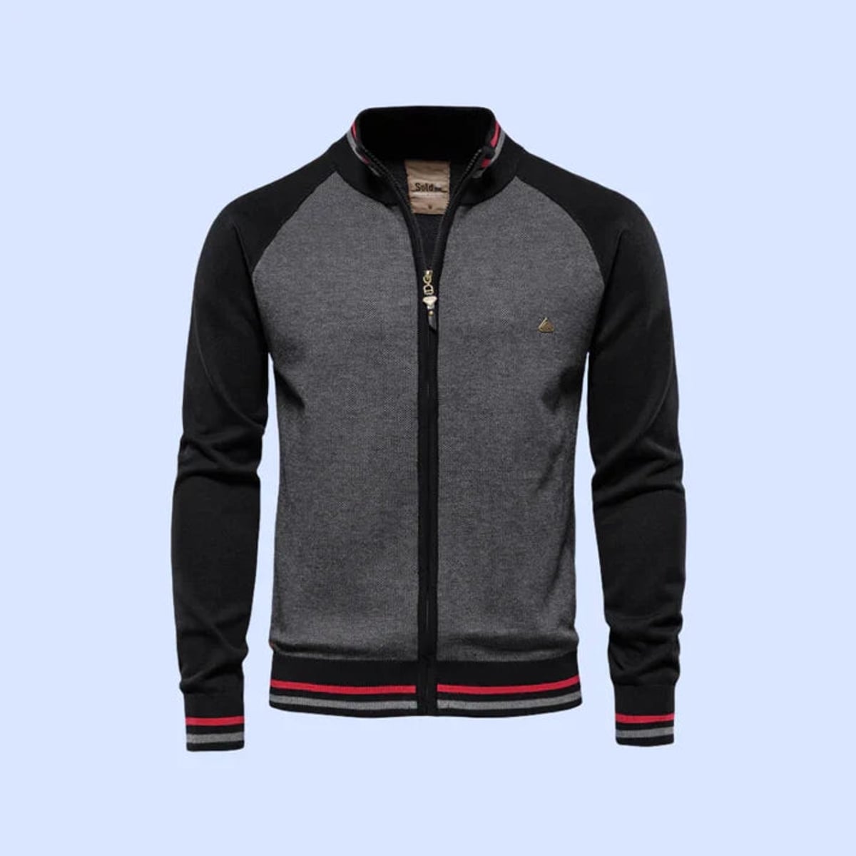 gilet zippé homme col montant bicolore en noir