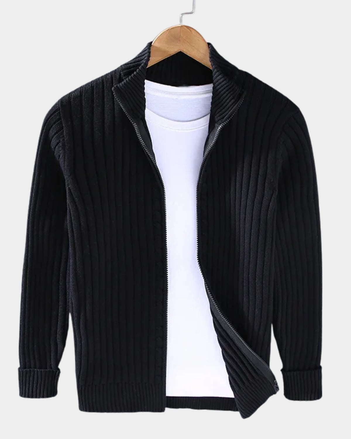 gilet zippé homme col montant coupe régulière en noir