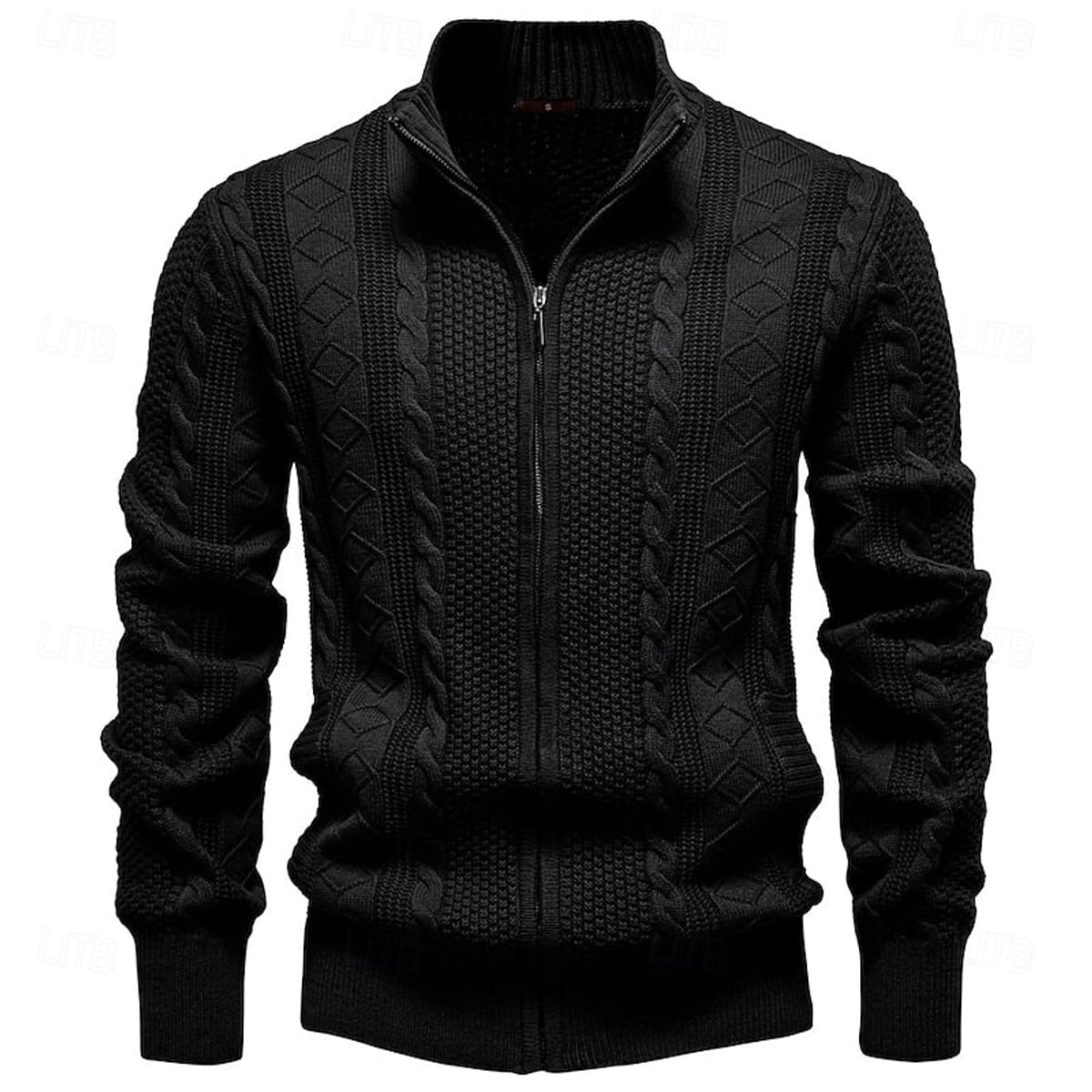 gilet zippé homme col montant texturé en noir
