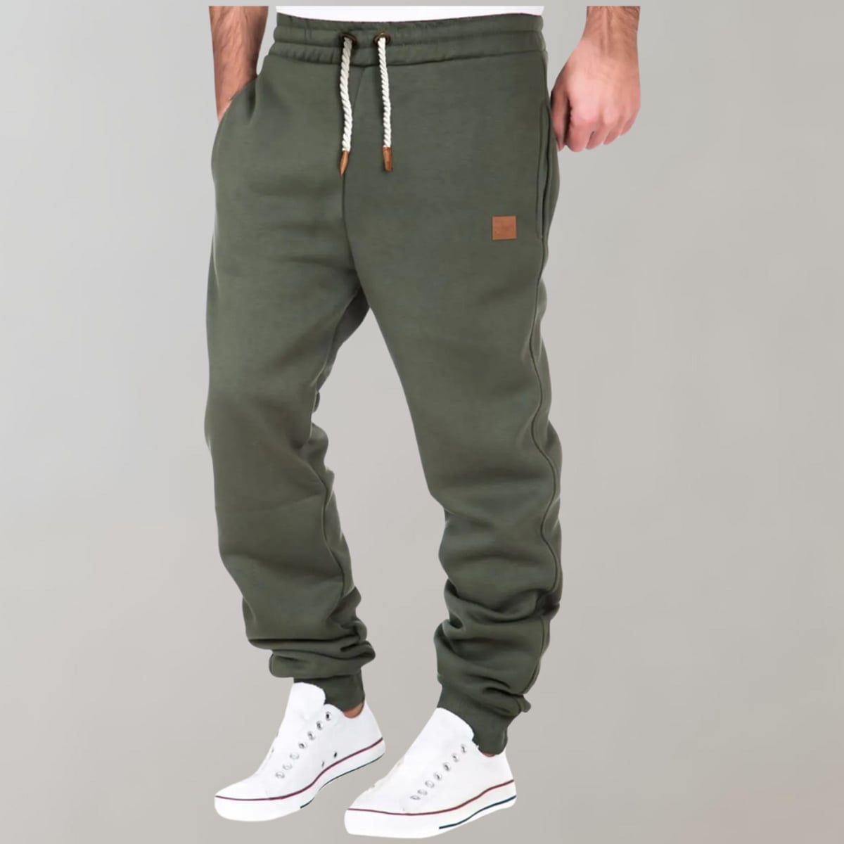 jogging homme coupe droite taille élastiquée en vert