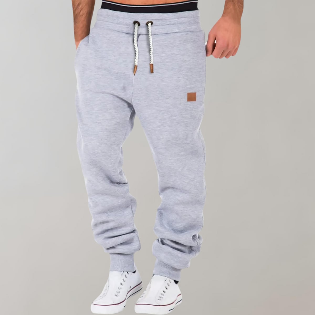 jogging homme coupe droite taille élastiquée en gris