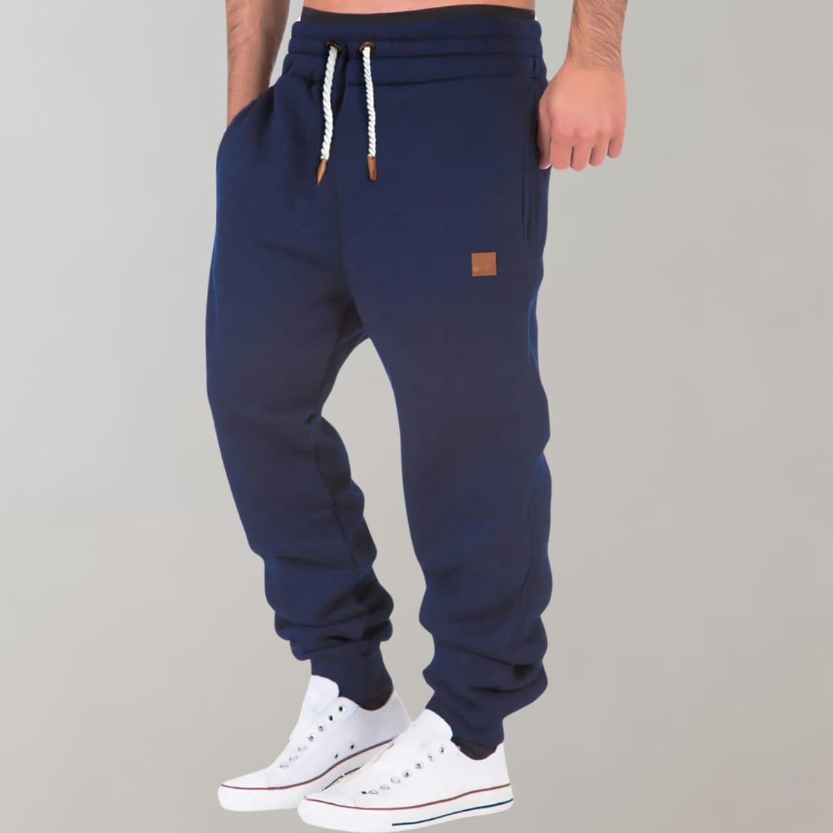 jogging homme coupe droite taille élastiquée en bleu marine