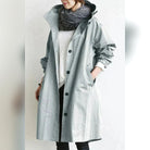 manteau de pluie femme capuche oversize en gris
