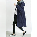 manteau de pluie femme capuche oversize en bleu marine