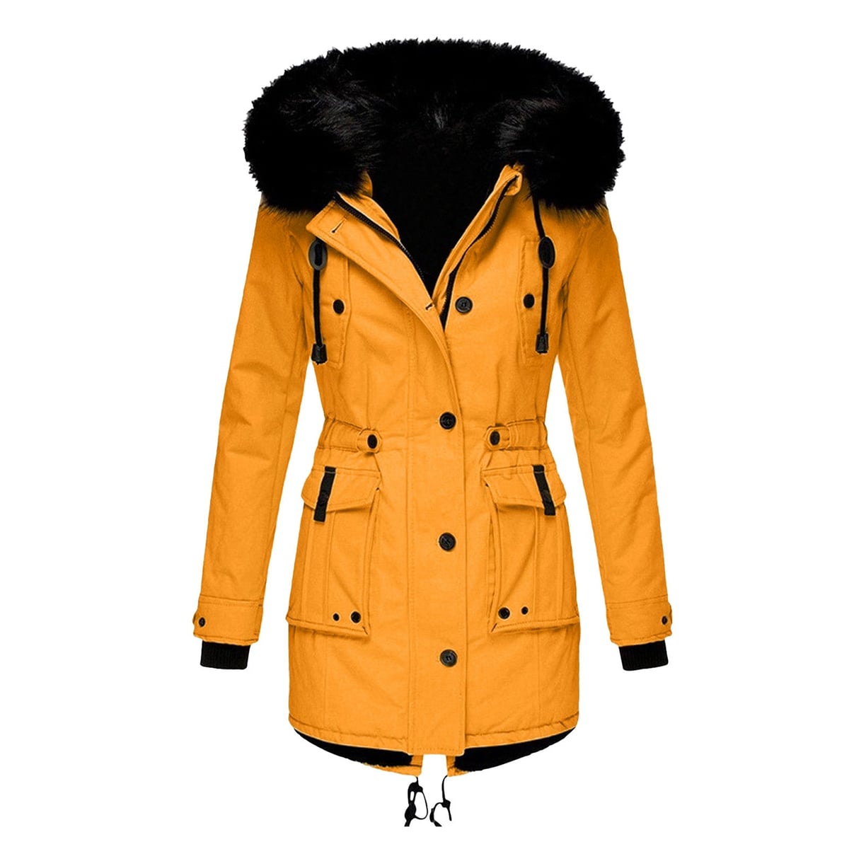 manteau femme à capuche coupe ample en or