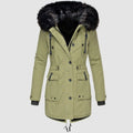 manteau femme à capuche coupe ample en vert