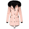 manteau femme à capuche coupe ample en rose