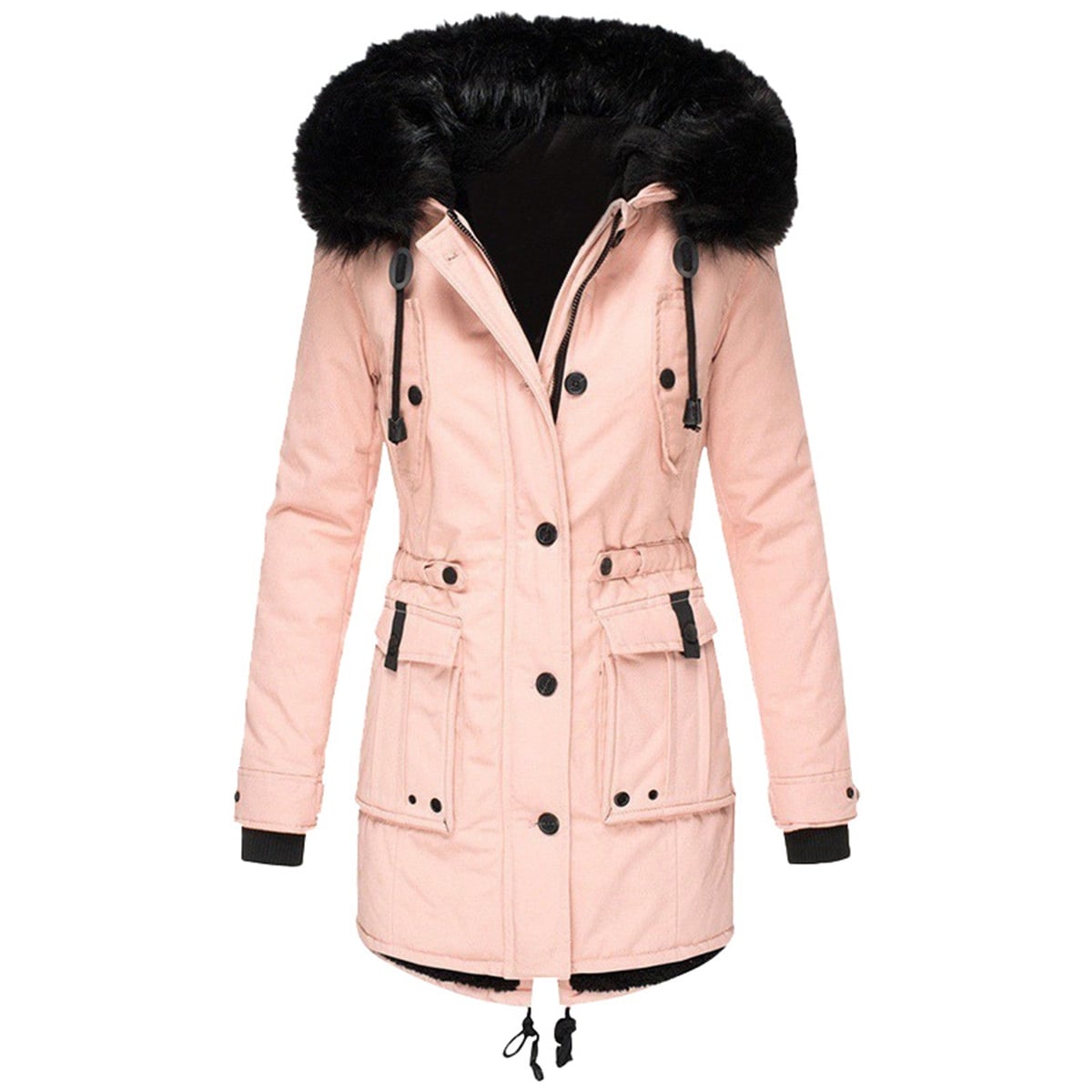 manteau femme à capuche coupe ample en rose