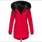 manteau femme à capuche coupe ample en rouge