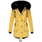 manteau femme à capuche coupe ample en jaune