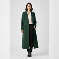 manteau femme col à revers coupe droite en vert