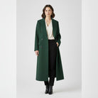 manteau femme col à revers coupe droite en vert