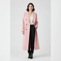 manteau femme col à revers coupe droite en rose
