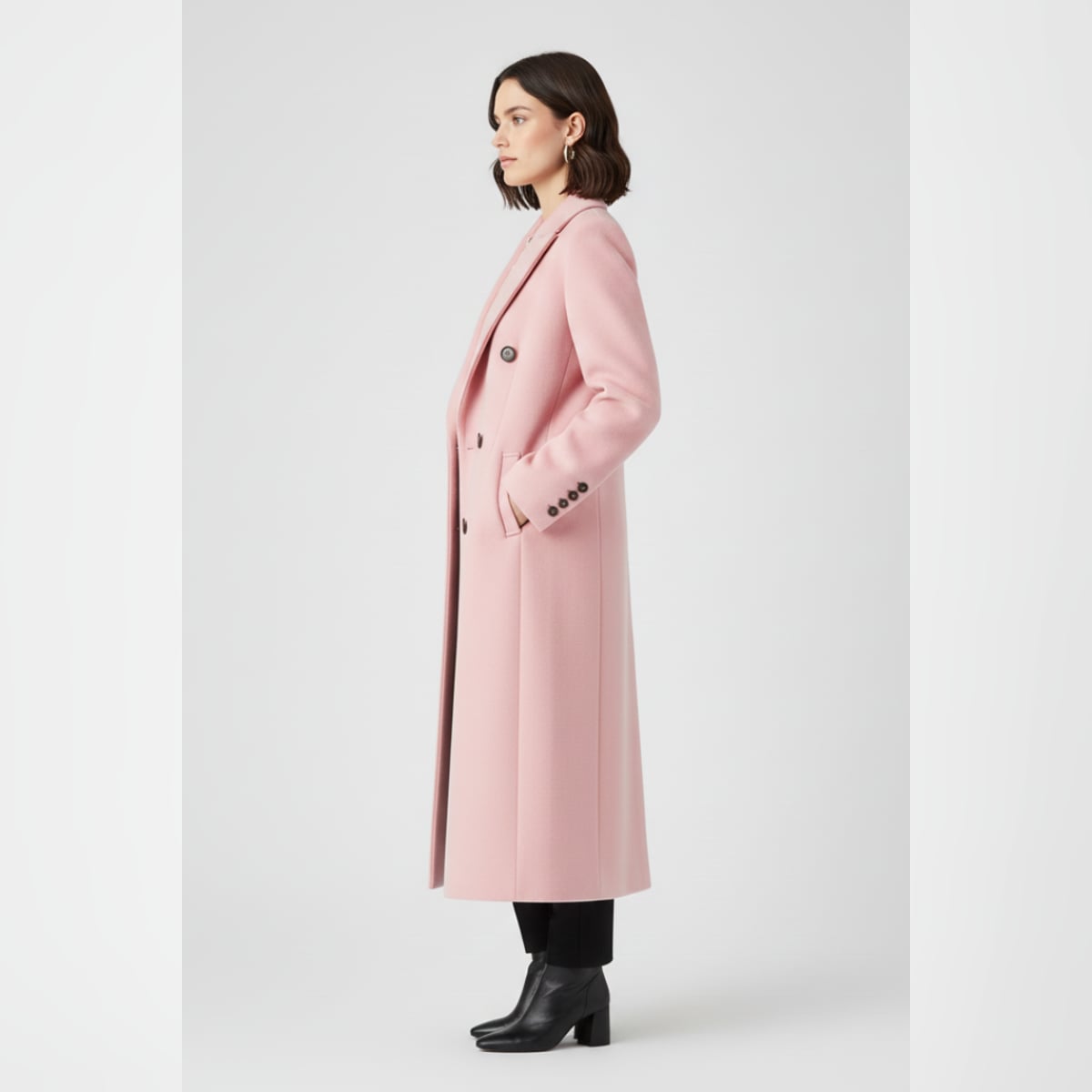 manteau femme col à revers coupe droite