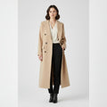 manteau femme col à revers coupe droite en beige