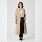 manteau femme col à revers coupe droite en beige