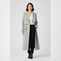 manteau femme col à revers coupe droite en gris