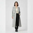 manteau femme col à revers coupe droite en gris