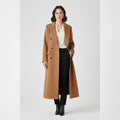 manteau femme col à revers coupe droite en marron