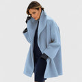 manteau femme col châle coupe ample en bleu