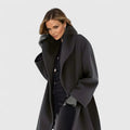 manteau femme col châle coupe ample en noir