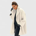 manteau femme col châle coupe ample en blanc
