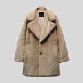 manteau femme col cranté coupe décontractée en marron