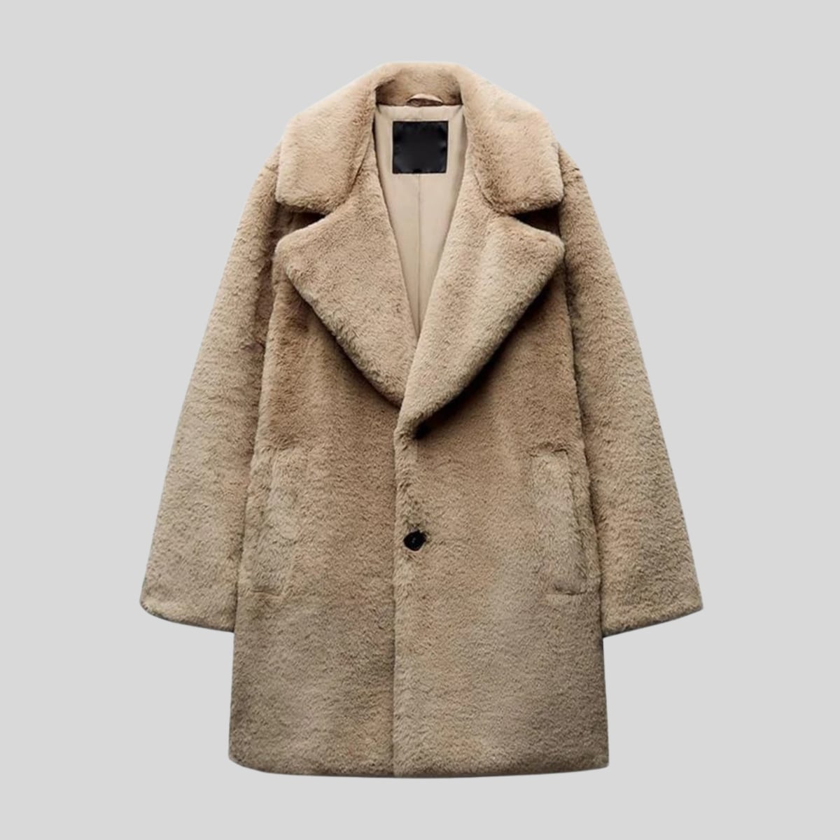 manteau femme col cranté coupe décontractée en marron
