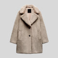 manteau femme col cranté coupe décontractée en gris