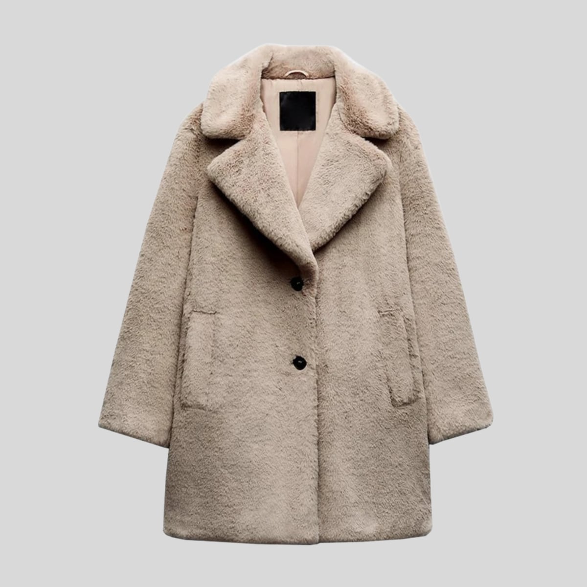 manteau femme col cranté coupe décontractée en gris