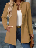 manteau femme col montant boutons en beige