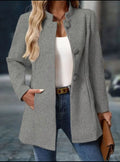 manteau femme col montant boutons en gris