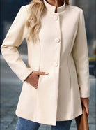 manteau femme col montant boutons en blanc