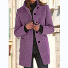 manteau femme col montant coupe droite en violet clair