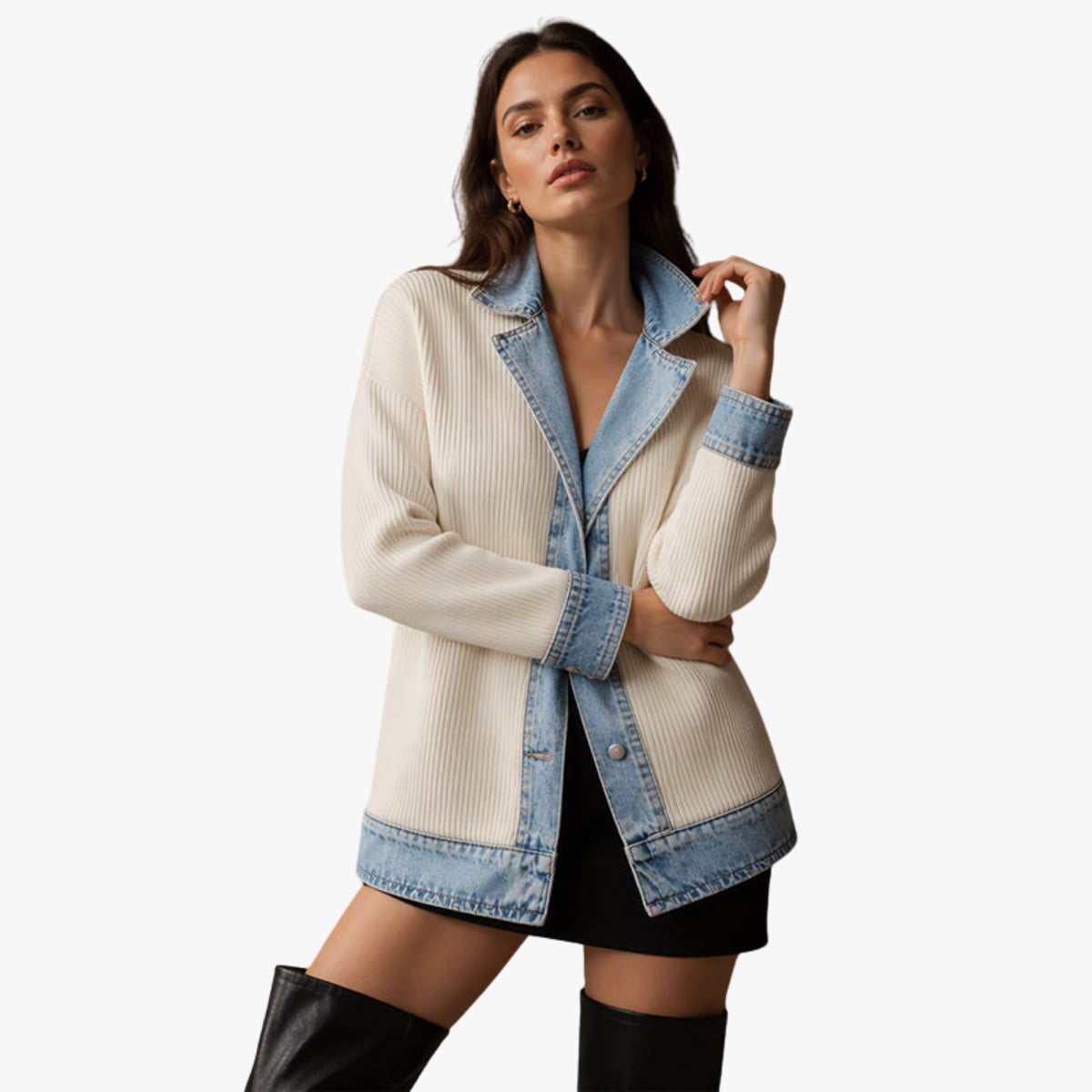 manteau femme côtelé coupe droite
