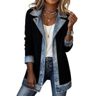 manteau femme côtelé coupe droite en noir