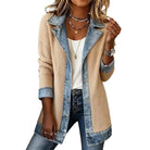 manteau femme côtelé coupe droite en abricot