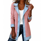 manteau femme côtelé coupe droite en rose