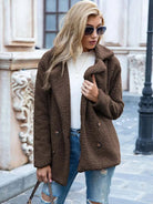 manteau femme coupe droite col cranté en marron