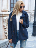 manteau femme coupe droite col cranté en marine