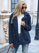 manteau femme coupe droite col cranté en marine
