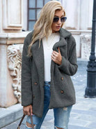 manteau femme coupe droite col cranté en gris